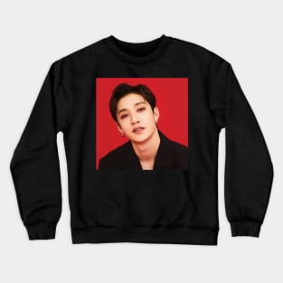 Kpop Stray Kids Bangchan Red Background Crewneck Sweatshirt